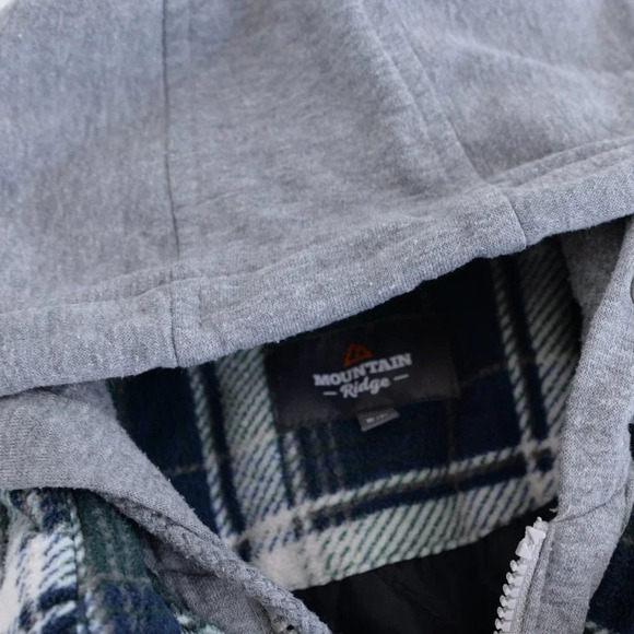 Mountain Ridge Flannel Zip Up with Hoodie Shacket Jacket - Small - Picture 13 of 13
